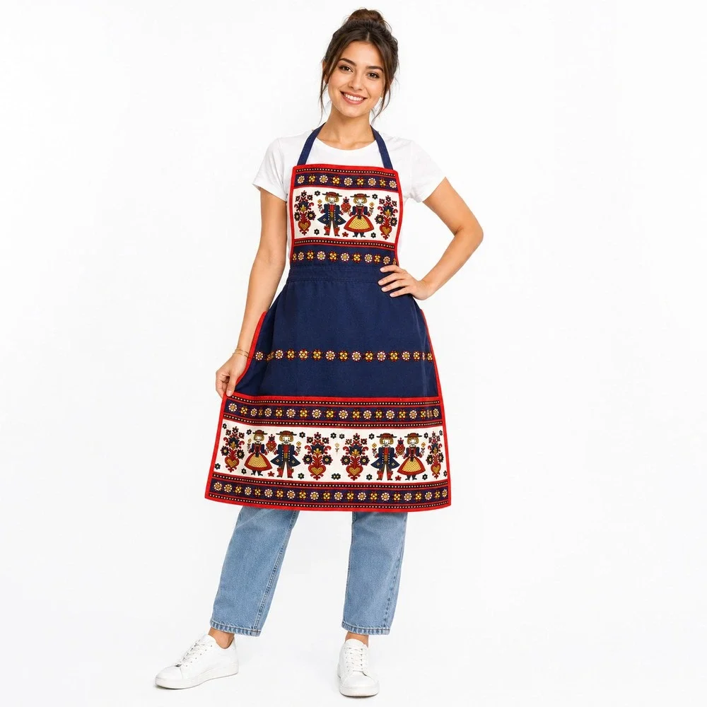 Vintage Austrain Folk Art Scandinavian Apron Women's Full Bib One Size Fits Most